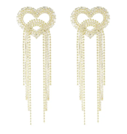 Yehwang Oorbellen 15997 Heart Crystal party gold