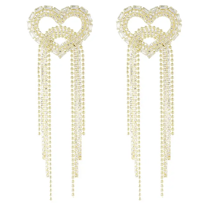Yehwang Oorbellen 15997 Heart Crystal party gold