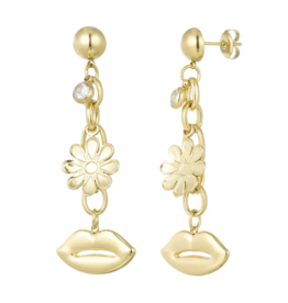 Yehwang Oorbellen 765578 Flower lips gold