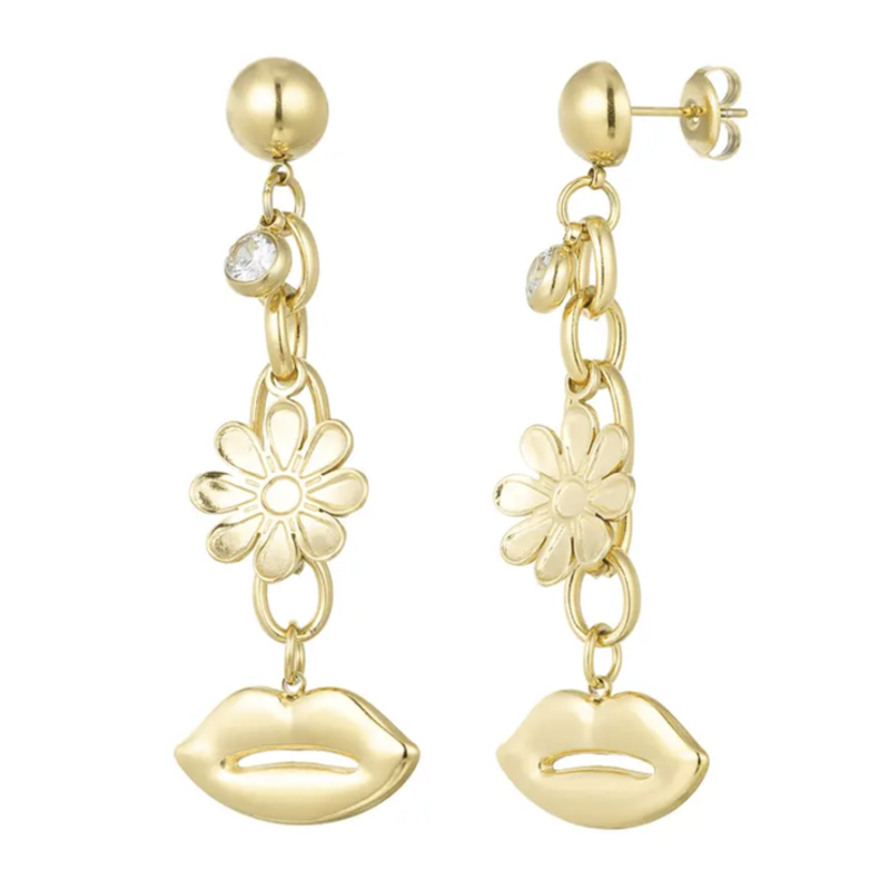Yehwang Oorbellen 765578 Flower lips gold