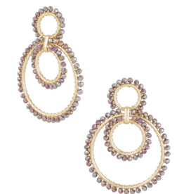 Yehwang Oorbellen 90536 Shimmering beads purple earrings gold