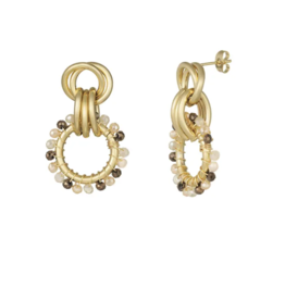 Yehwang Oorbellen 10442 Eearrings Happy elegance Brown gold