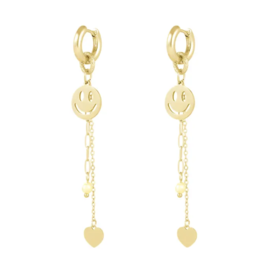 Yehwang Oorbellen 09811 Earrings smile heart pearl gold