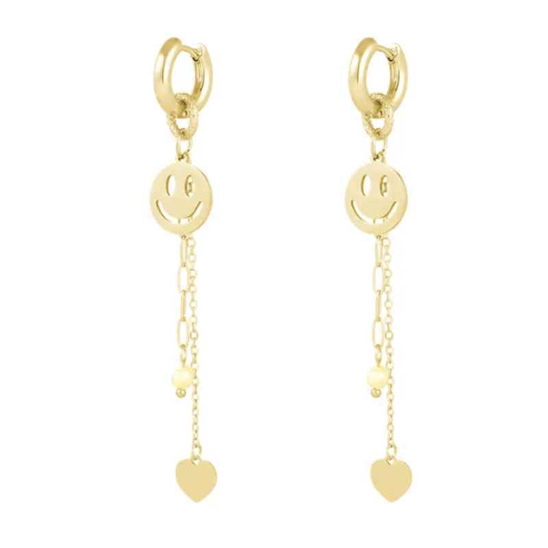 Yehwang Oorbellen 09811 Earrings smile heart pearl gold