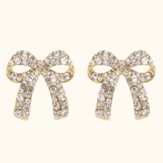 Label Deluxe Bijoux By Jam Gioielli Oorbellen BJ8959 Strik bow earrings gold stones 2.4 CM