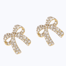 Label Deluxe Bijoux By Jam Gioielli Oorbellen BJ8959 Strik bow earrings gold stones 2.4 CM