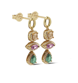 Karma Jewelry Karma Jewelry oorbellen X141SC Symbols XL Spring spice Lavendel Green pink gold plated