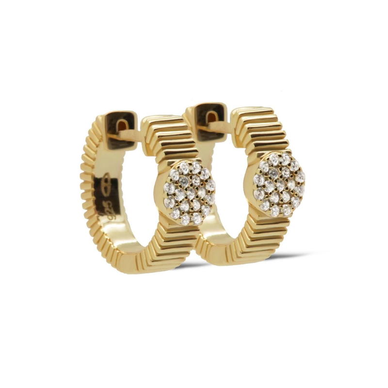 Karma Jewelry Karma Jewelry oorbellen H524GP Earrings hoops Nolia disc 925 Silver gold plated 26 MM
