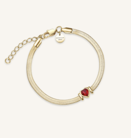 Rosefield Rosefield armband JBSRG-J1012 Snake Heart Bracelet Ruby Red gold 16 - 19.5 CM