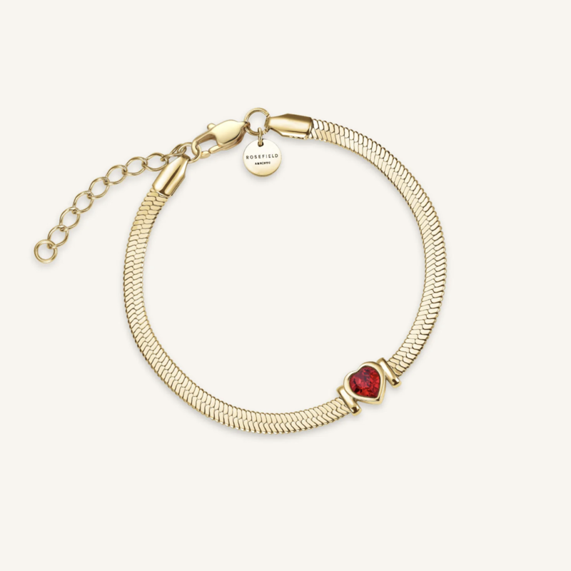 Rosefield Rosefield armband JBSRG-J1012 Snake Heart Bracelet Ruby Red gold 16 - 19.5 CM