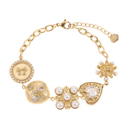 Rose & Camellia Rose & Camellia armband 4503 Bracelet Vintage flower heart pearl gold