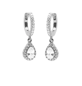 Karma Jewelry Karma Jewelry oorbellen A102S Earrings hinged hoops zirconia Chloe 925 silver 2 CM