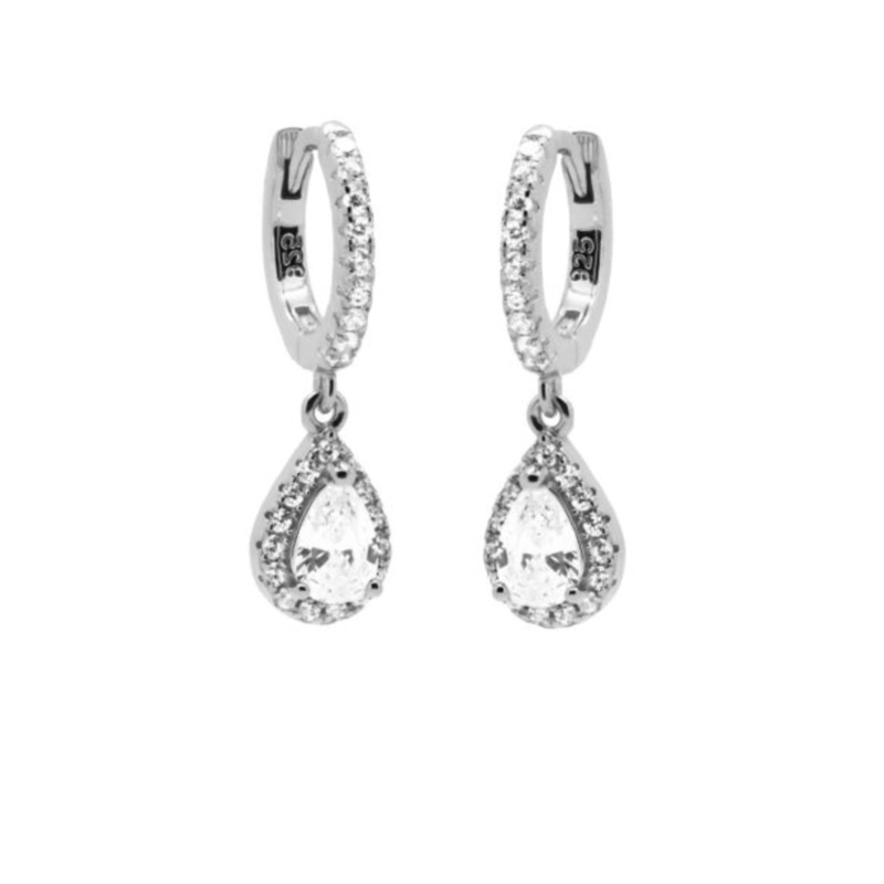 Karma Jewelry Karma Jewelry oorbellen A102S Earrings hinged hoops zirconia Chloe 925 silver 2 CM