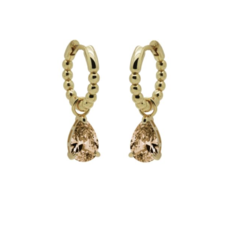 Karma Jewelry Karma Jewelry oorbellen A106GP_C Hinged hoops zirconia Champaign Anna 925 silver gold plated 26 MM