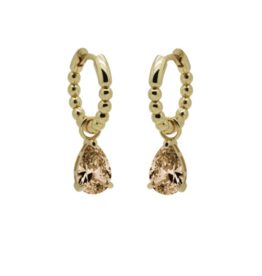 Karma Jewelry Karma Jewelry oorbellen A106GP_C Hinged hoops zirconia Champaign Anna 925 silver gold plated 26 MM