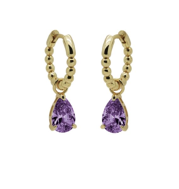 Karma Jewelry Karma Jewelry oorbellen A106GP_L Hinged hoops zirconia Lavender Anna 925 silver gold plated 26 MM