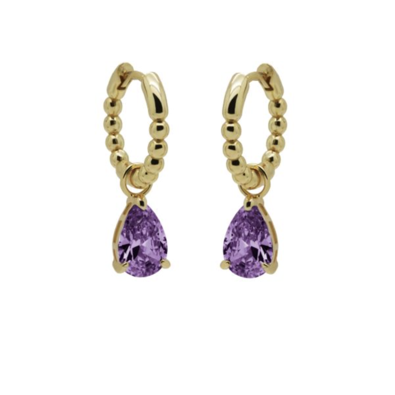 Karma Jewelry Karma Jewelry oorbellen A106GP_L Hinged hoops zirconia Lavender Anna 925 silver gold plated 26 MM