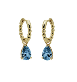 Karma Jewelry Karma Jewelry oorbellen A106_LB Hinged hoops zirconia Blue Anna 925 silver gold plated 26 MM
