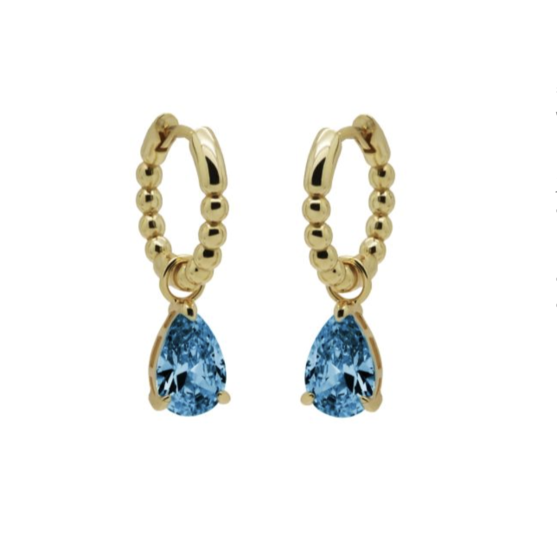 Karma Jewelry Karma Jewelry oorbellen A106_LB Hinged hoops zirconia Blue Anna 925 silver gold plated 26 MM