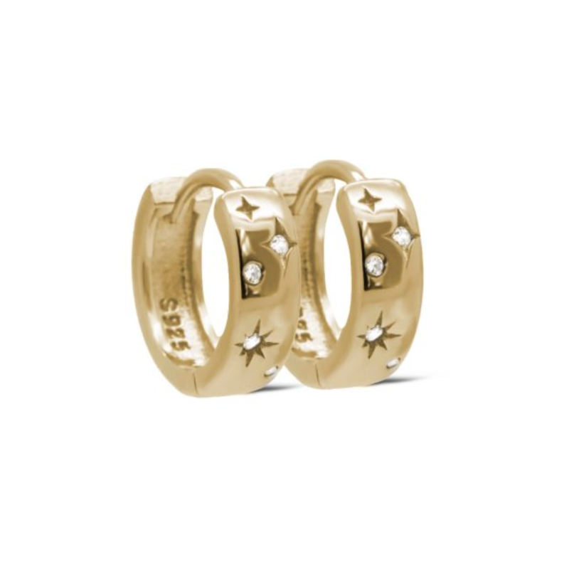 Karma Jewelry Karma Jewelry oorbellen H508GP Hinged hoops Estella 925 silver gold plated 12 MM
