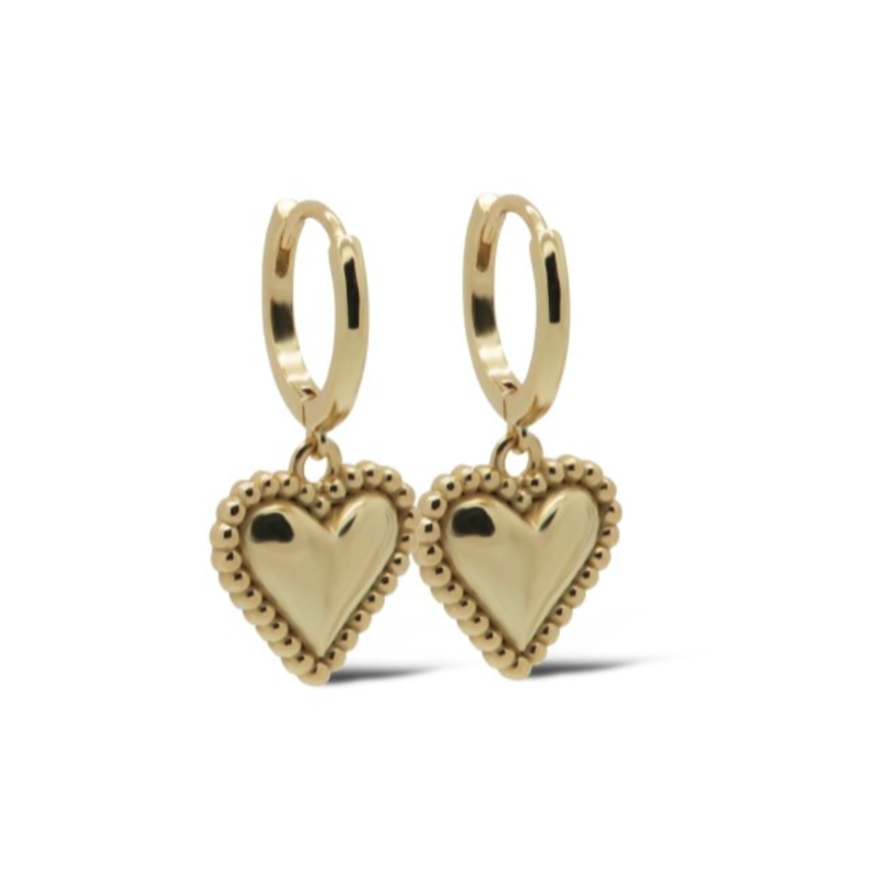 Karma Jewelry Karma Jewelry oorbellen A153 Hinged hoops Zoe heart 925 silver gold plated