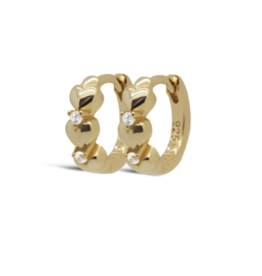 Karma Jewelry Karma Jewelry oorbellen H536GP Hinged zirconia connected heart 925 silver gold plated 13 MM