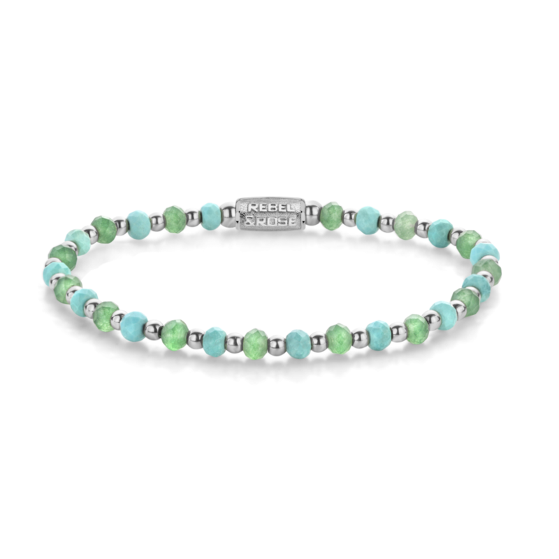 Rebel & Rose Rebel & Rose armband RR-40144-S More Balls Than Most - Blue Green Adventure - 4mm