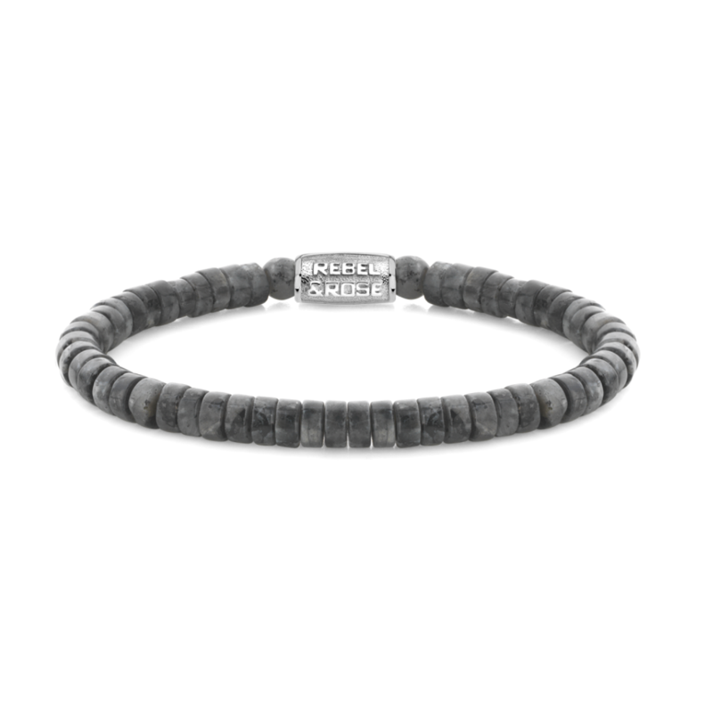 Rebel & Rose Rebel & Rose armband RR-60094-S-M Slices - Grey Seduction - 6mm