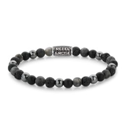 Rebel & Rose Rebel & Rose armband RR-60127-V-M Bracelet Grey Rocks Vintage - 17.5 cm - 6mm