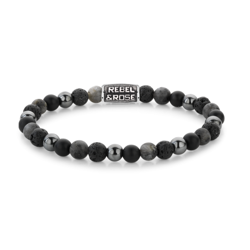 Rebel & Rose Rebel & Rose armband RR-60127-V-M Grey Rocks Vintage - 6mm