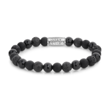 Rebel & Rose Rebel & Rose armband RR-80041-S-M Black Rocks - 8mm