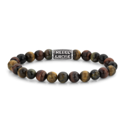 Rebel & Rose Rebel & Rose armband RR-80095-V Bracelet beads Who's afraid of the Tiger Vintage 8 mm