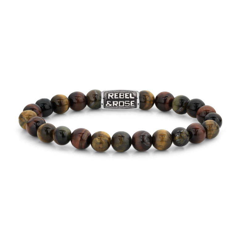 Rebel & Rose Rebel & Rose armband RR-80095-V Bracelet beads Who's afraid of the Tiger Vintage 8 mm