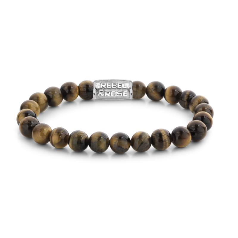 Rebel & Rose Rebel & Rose armband RR-80042-S Bracelet tiger Lily eye  beads - 8mm