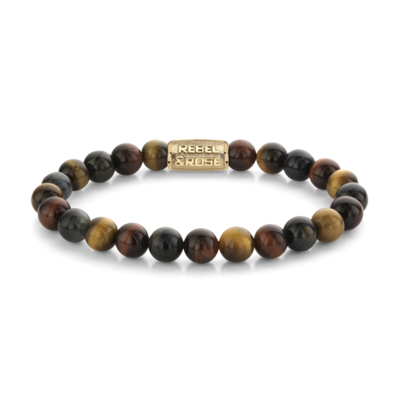 Rebel & Rose Rebel & Rose armband RR-80088-G Who's afraid of the Tiger Gold - 8mm