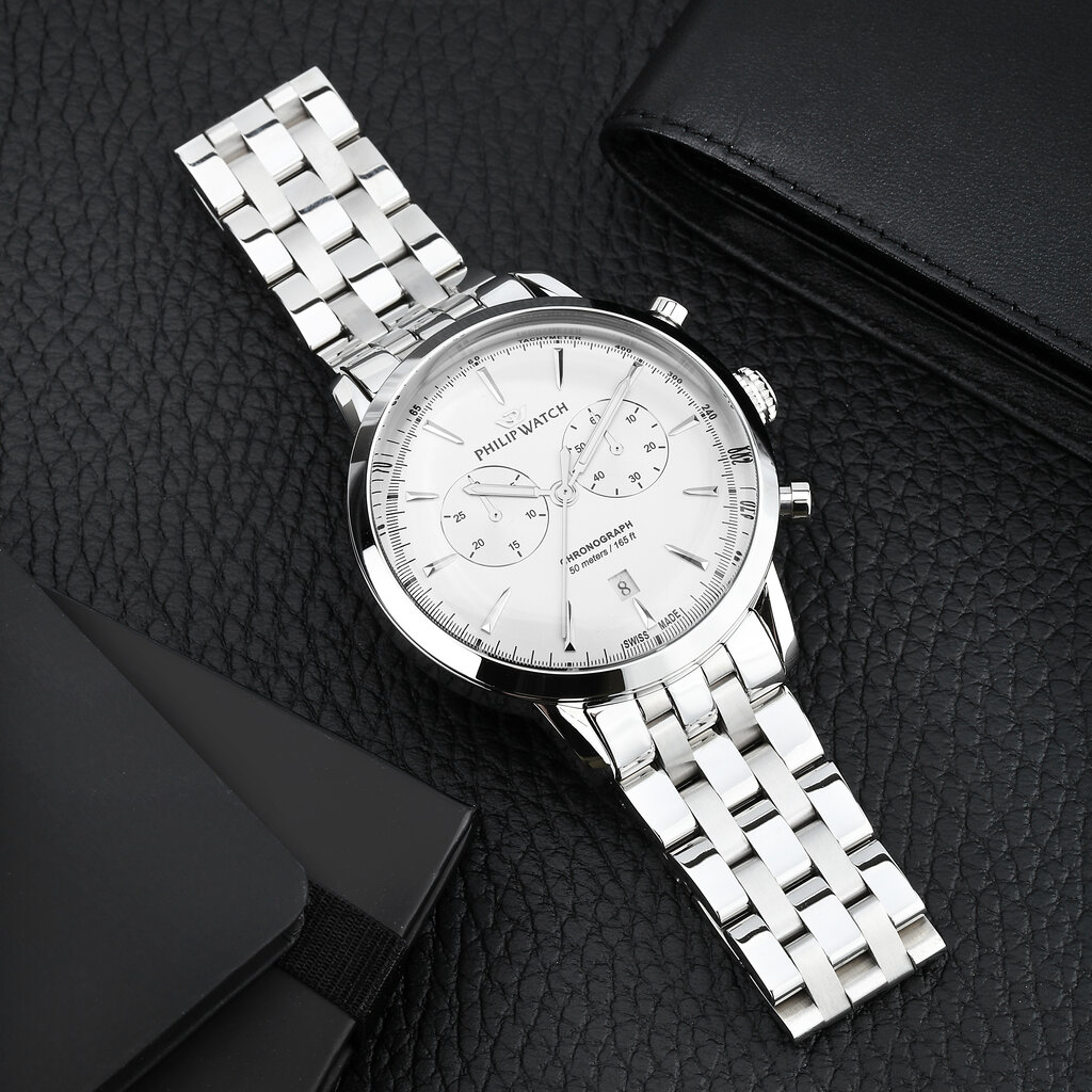 Philip Watch Philip Watch R8273680002 Sunray (Zilver/wit/zilver) 41 mm Swiss Made heren horloge