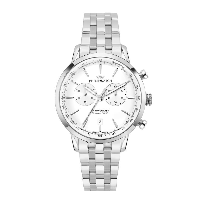 Philip Watch Philip Watch R8273680002 Sunray (Zilver/wit/zilver) 41 mm Swiss Made heren horloge