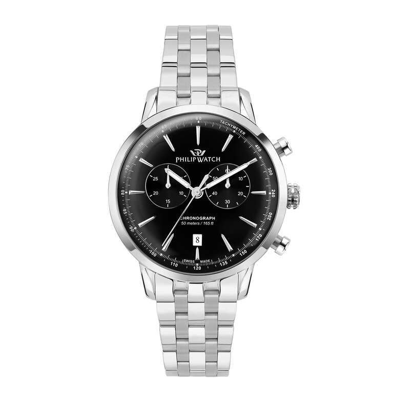 Philip Watch Philip Watch R8273680001 Sunray (Zilver/zwart/zilver) 41 mm Swiss Made heren horloge