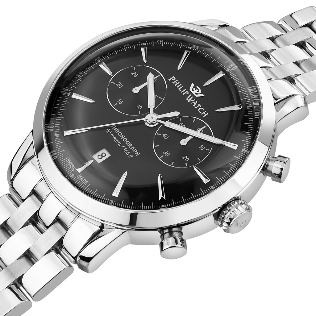 Philip Watch Philip Watch R8273680001 Sunray (Zilver/zwart/zilver) 41 mm Swiss Made heren horloge