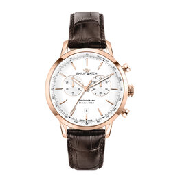 Philip Watch Philip Watch R8271680004 Sunray (Rosé goud/wit/bruin) 41 mm Swiss Made heren horloge