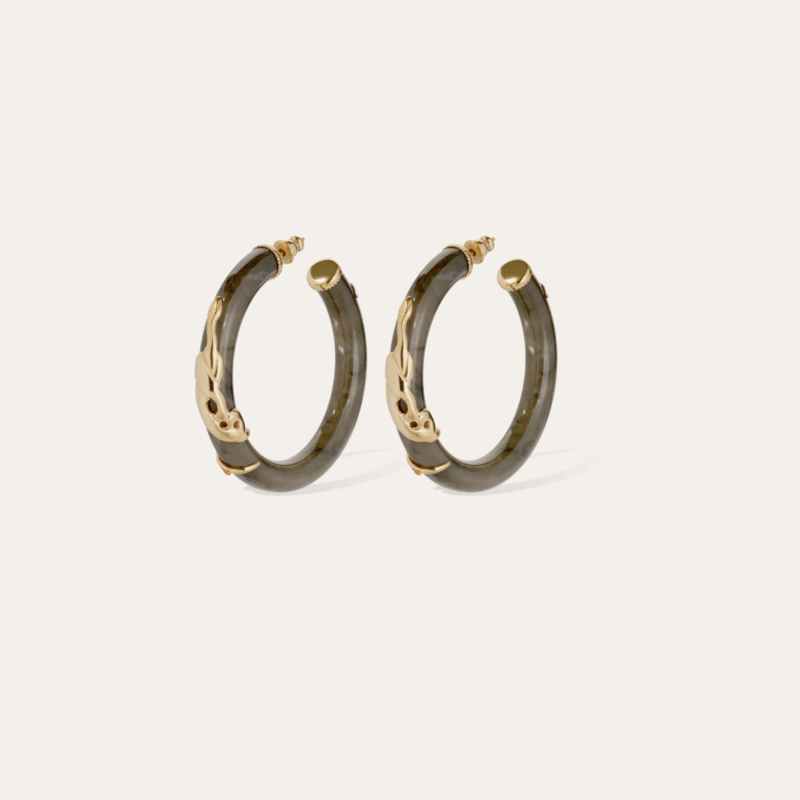 Gas Bijoux Jewelry Gas Bijoux oorbellen 363832 Earrings Cobra hoop acetate grey gold 5,2 CM