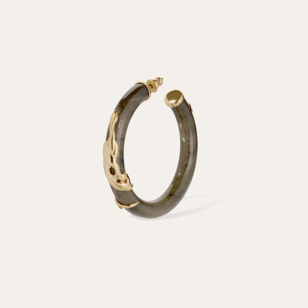 Gas Bijoux Jewelry Gas Bijoux oorbellen 363832 Earrings Cobra hoop acetate grey gold 5,2 CM