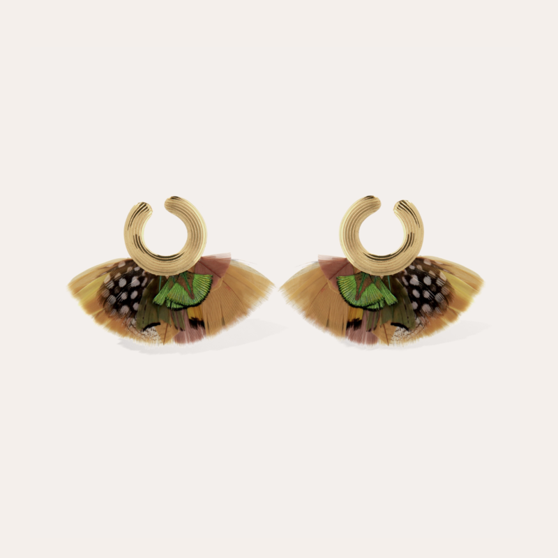 Gas Bijoux Jewelry Gas Bijoux oorbellen 437424 Positano earrings feathers gold 5 - 2,7 CM