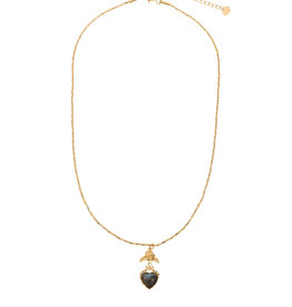 Rose & Camellia Rose & Camellia ketting 408951 Necklace heart labradoriet gold 38 + 5 CM
