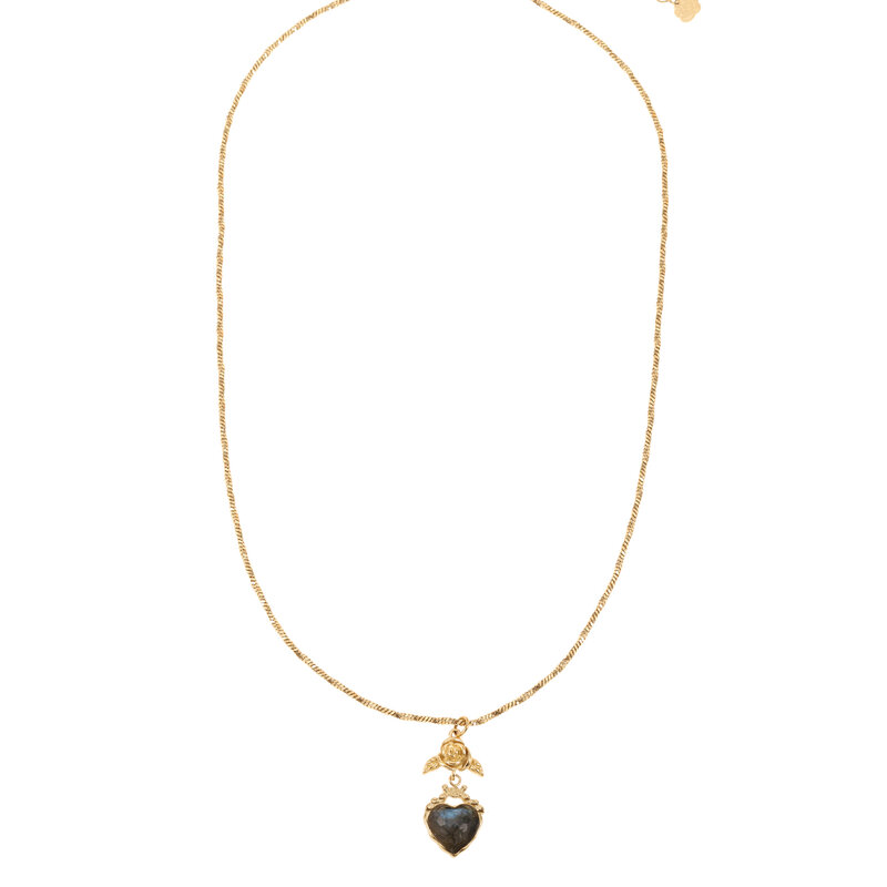 Rose & Camellia Rose & Camellia ketting 408951 Necklace heart labradoriet gold 38 + 5 CM