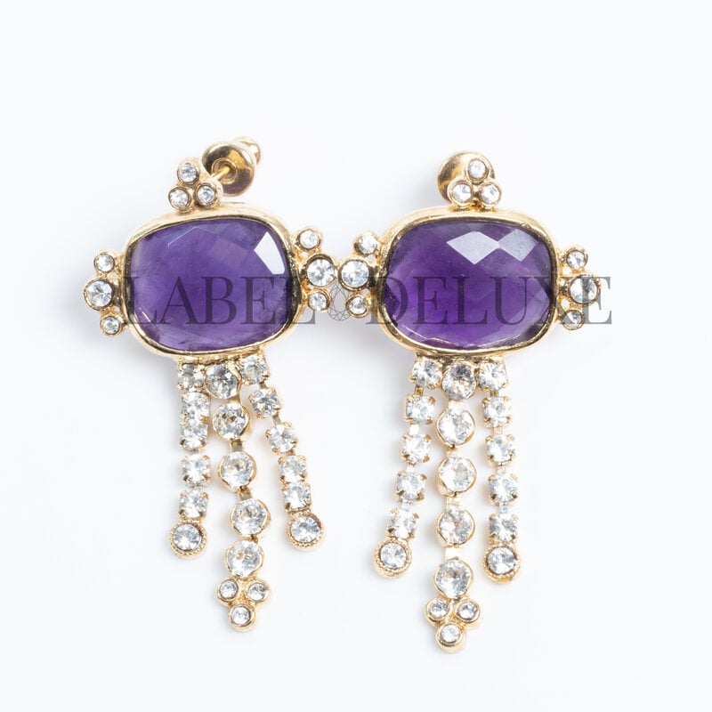 Gas Bijoux Jewelry Gas Bijoux Oorbellen 615575 Tiki earrings amethist gold 4.5 CM