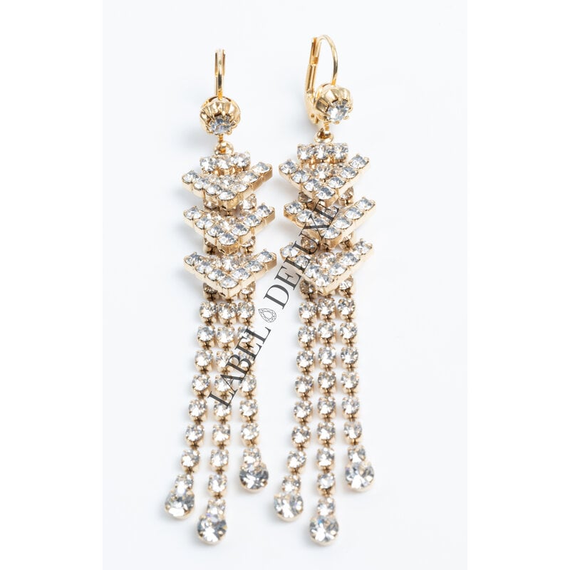 Gas Bijoux Jewelry Gas Bijoux oorbellen 393210 Earrings Sofia strass gold 8 CM