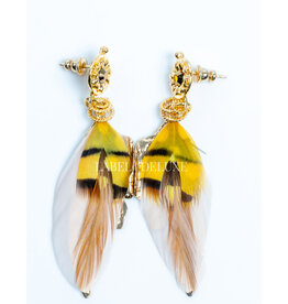 Gas Bijoux Jewelry Gas Bijoux oorbellen 298070 Sao feather earrings small size gold naturel stones