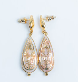 Gas Bijoux Jewelry Gas Bijoux oorbellen 578665 Serti Goutte Rhodochrosiet gold  4,5 CM