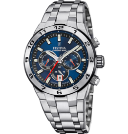 Festina Festina F20670/1 Men Watch Chrono Bike Silver Blue ( Zilver / Blauw ) 44.5 MM heren horloge